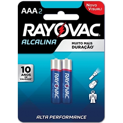 PILHA RAYOVAC ALCALINA AAA2 PALITO C/2UN