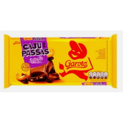 CHOCOLATE GAROTO CAJU/PASSAS 80G