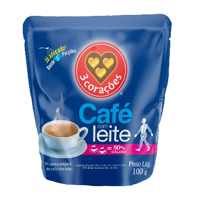 CAFE C/ LEITE 3 CORACOES 100G