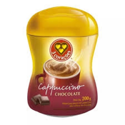 CAPPUCCINO EM PO 3 CORACOES CHOCOLATE 200G